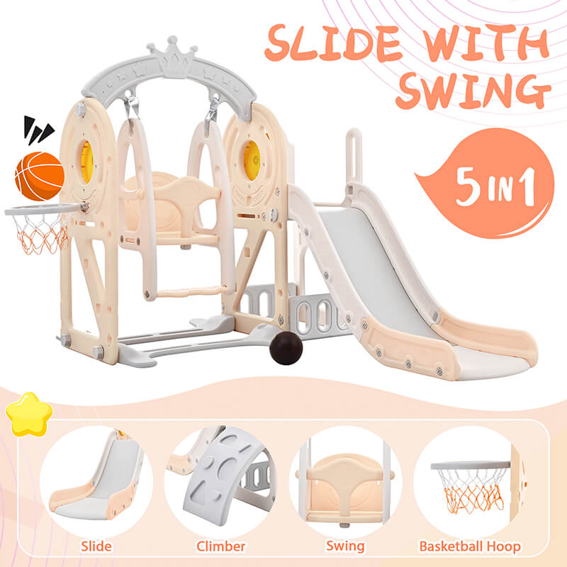 50" Pink Toddler Slide and Swing Set