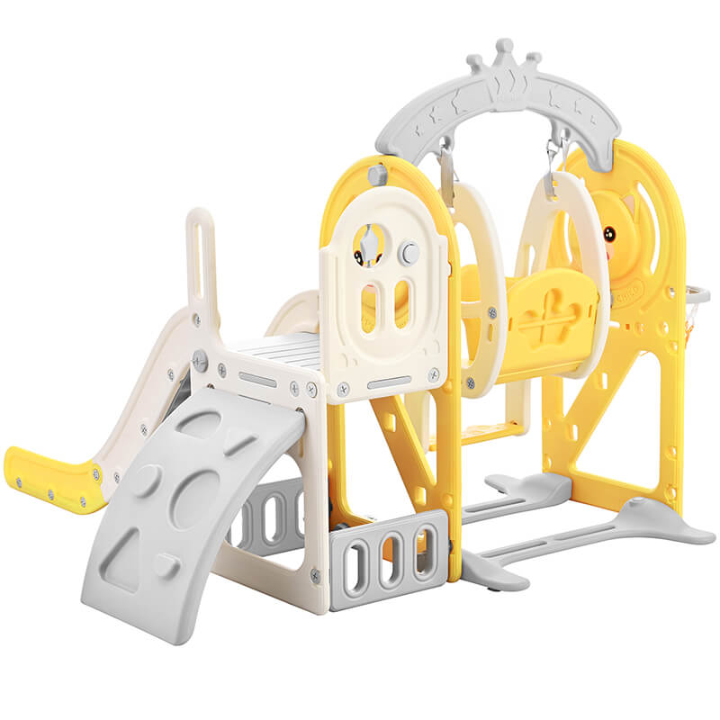 50" Yellow Toddler Slide and Swing Set