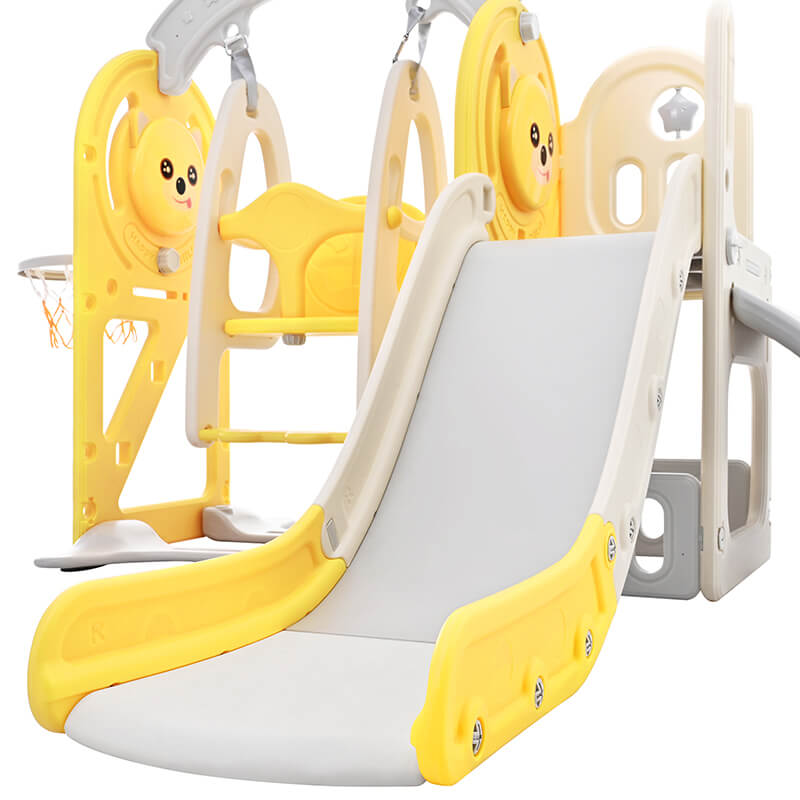 50" Yellow Toddler Slide and Swing Set