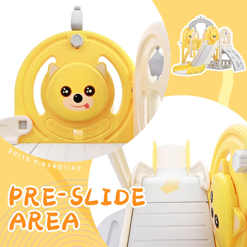 50" Yellow Toddler Slide and Swing Set