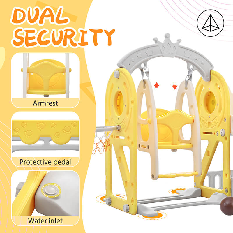 50" Yellow Toddler Slide and Swing Set