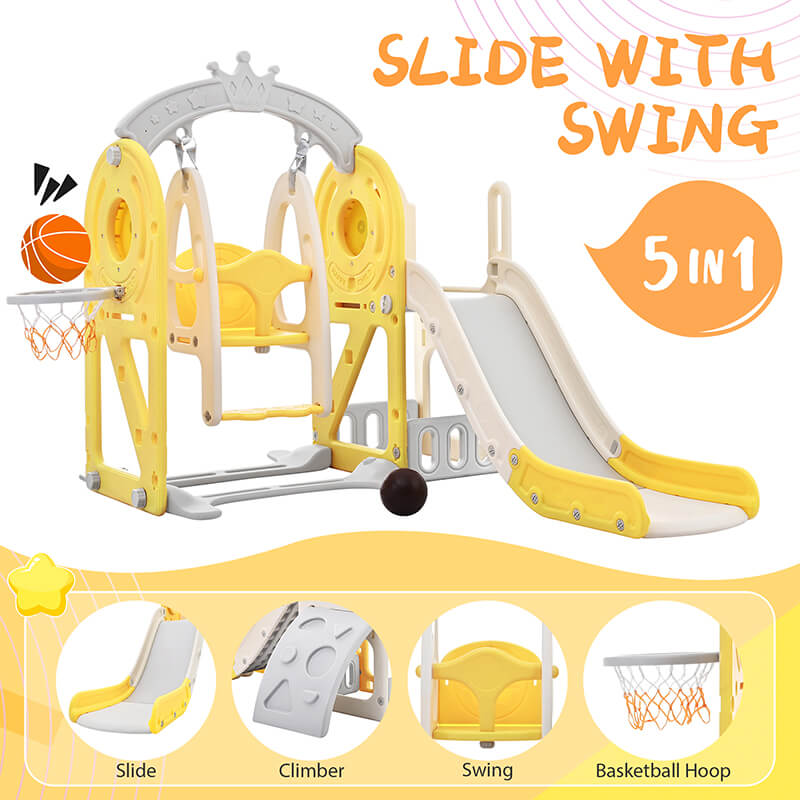 5 in 1 Climber Playset with Basketball Hoop