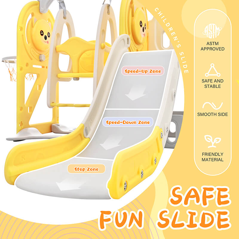 50" Yellow Toddler Slide and Swing Set