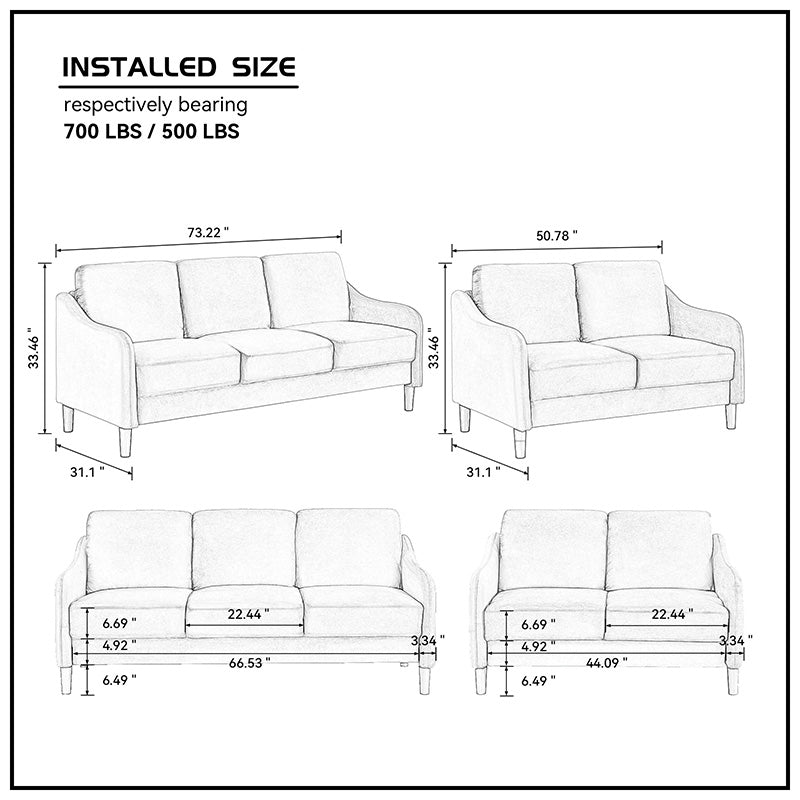 2 Seater Beige Sofa