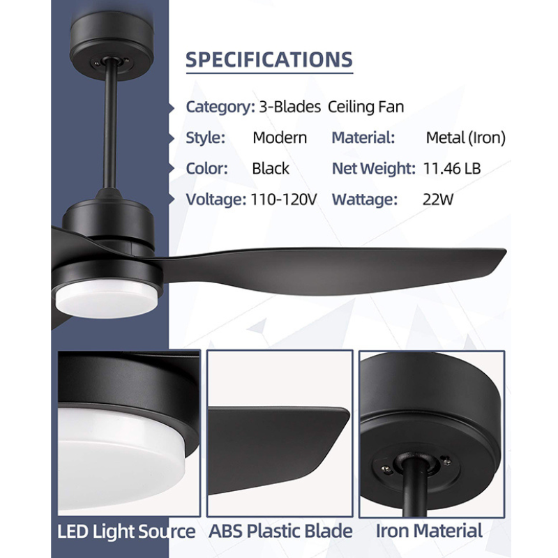 52" Blade LED Propeller Ceiling Fan Light