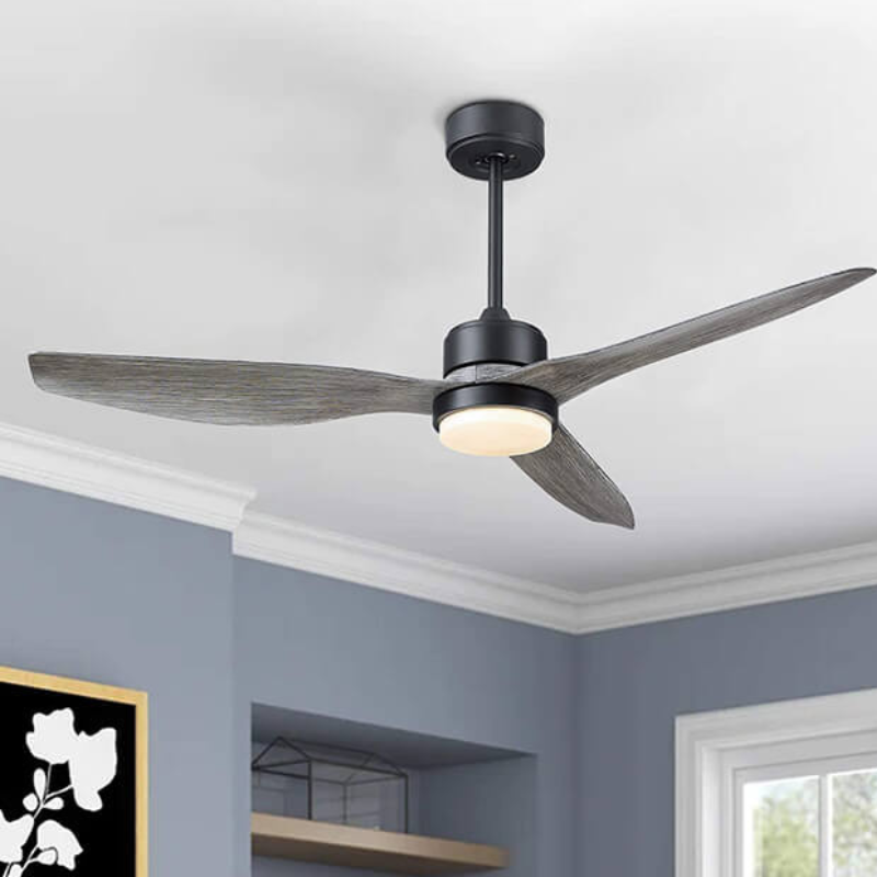 52" Blade LED Propeller Ceiling Fan Light with Remote Control - Natural