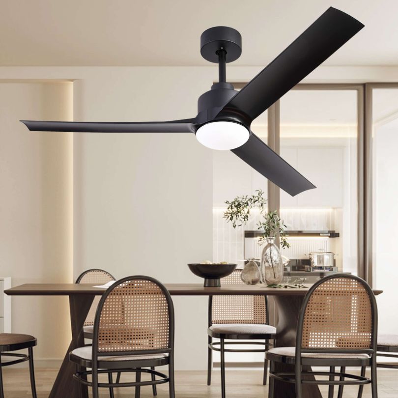 52" LED 3-Blade Black Ceiling Fan