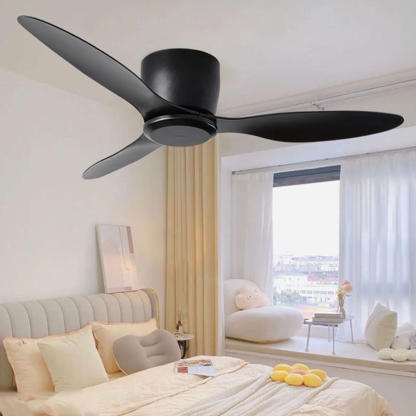 52" Matt Black Fan with Reversible Blades and Remote Control