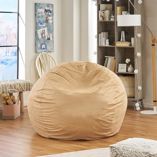 52" Modern Beige Microfiber 5-Foot Bean Bag Chair