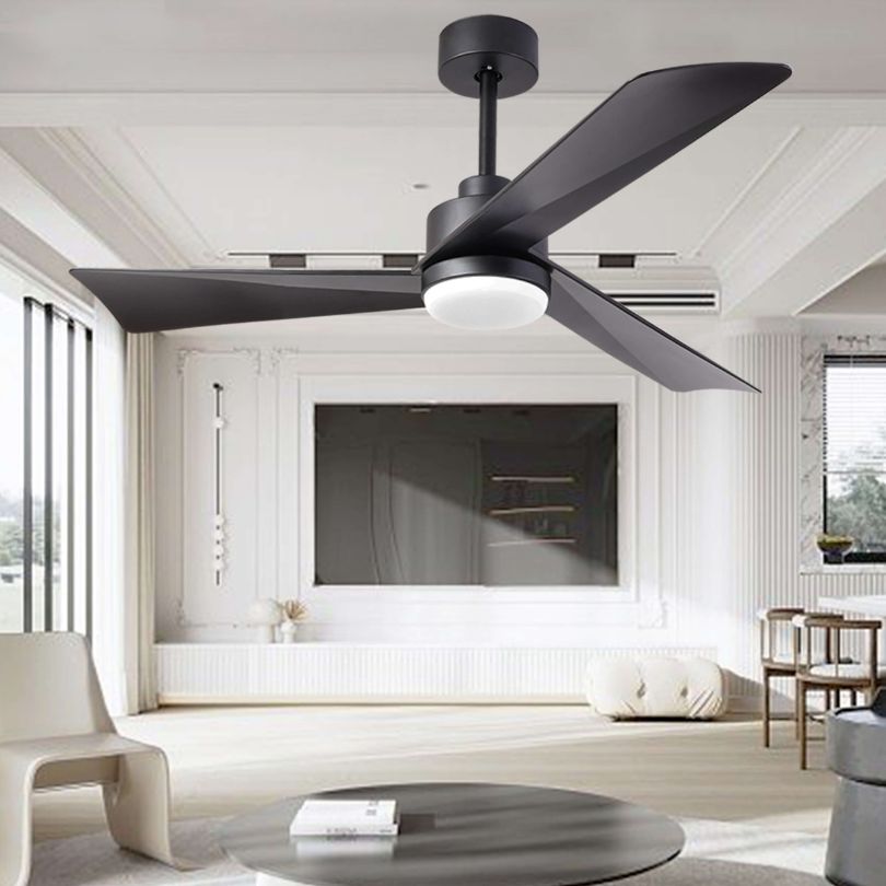 52'' LED 3-Blade Black Standard Ceiling fan