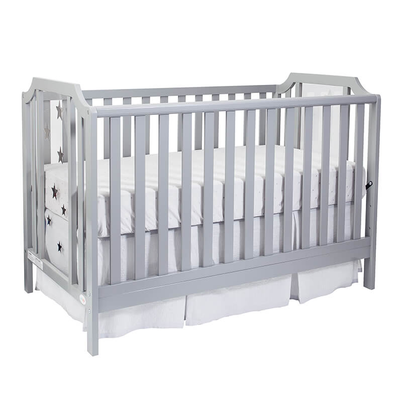 53" Light Gray 3-in-1 Convertible Wood Island Crib