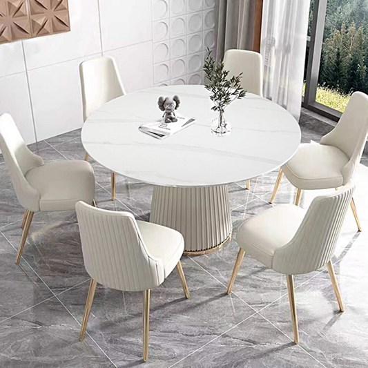 53" Sintered stone Carrara white dining table with 6pcs Chairs