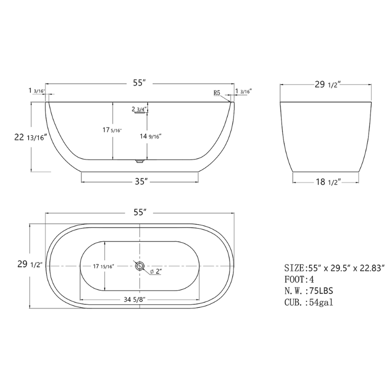 Freestanding Soaking Bathtub 