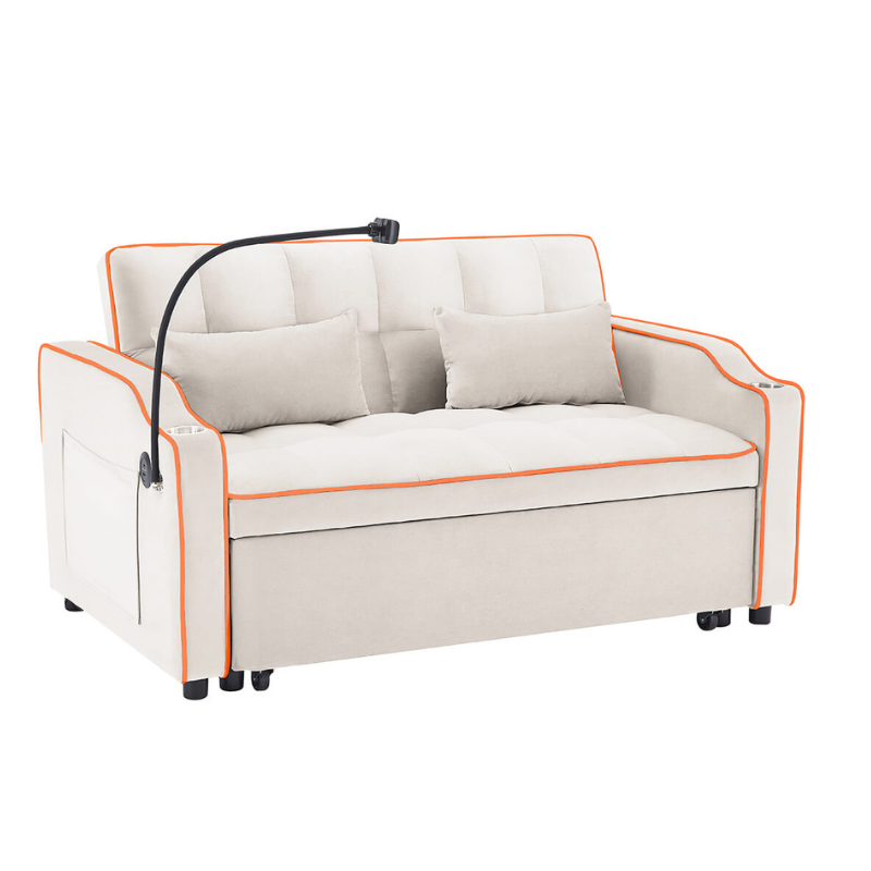 3-in-1 Convertible Sleeper with Adjustable Backrest, and USB Ports