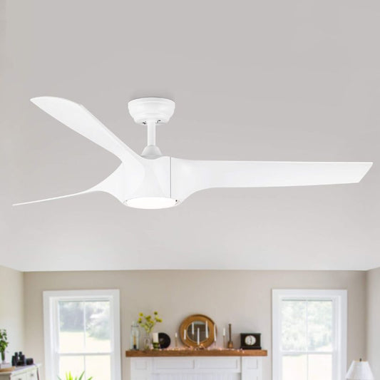 56" Matte White LED Light Kit 3-Blade Ceiling fan with Remote Control