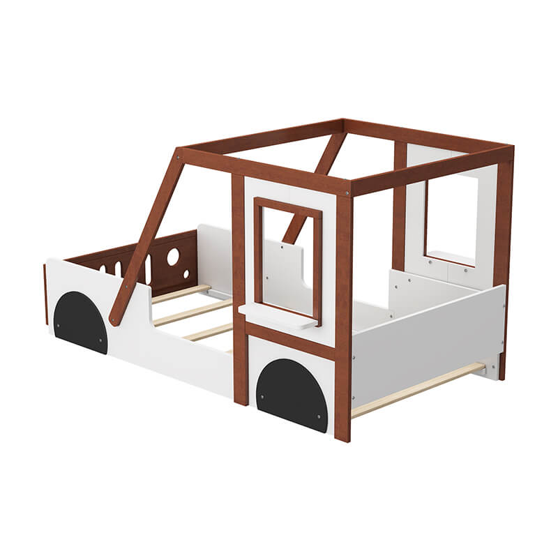 56 Orange Kids Platform Bed in Car-Shape - Fun Play Design