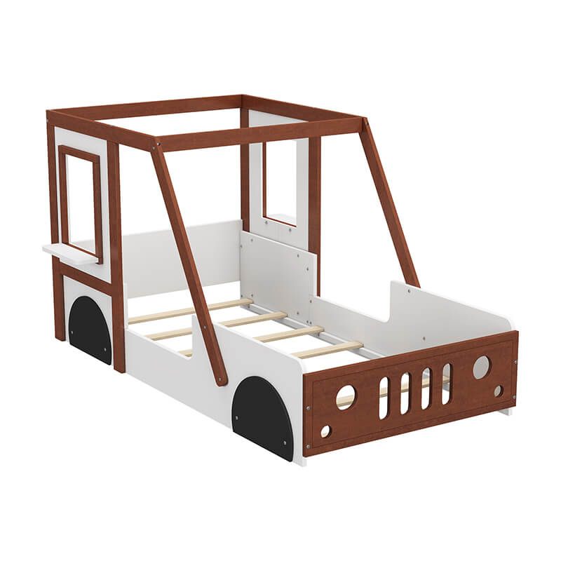 56 Orange Kids Platform Bed in Car-Shape - Fun Play Design