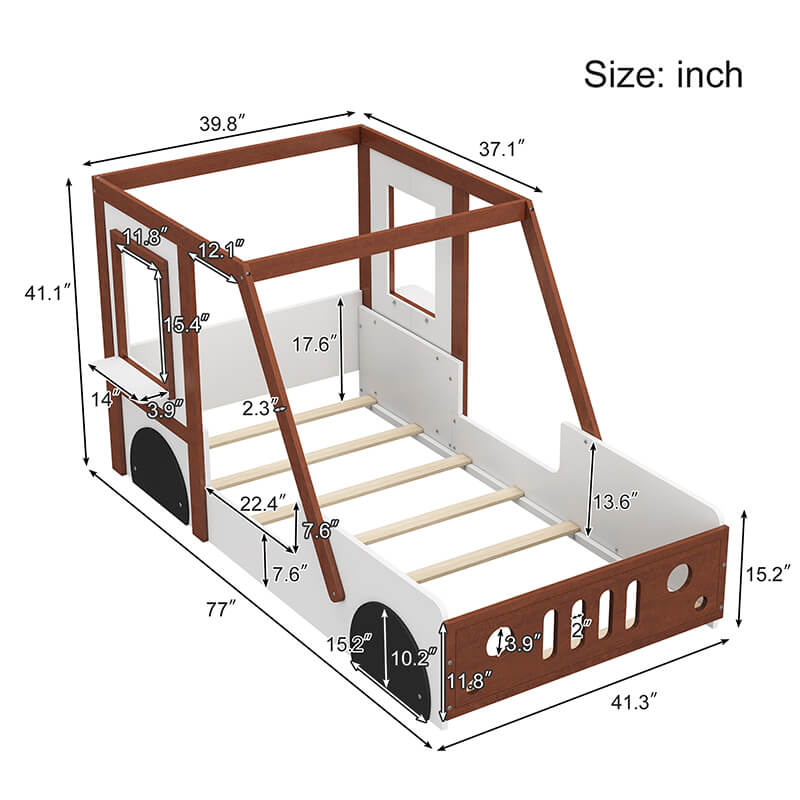 56 Orange Kids Platform Bed in Car-Shape - Fun Play Design