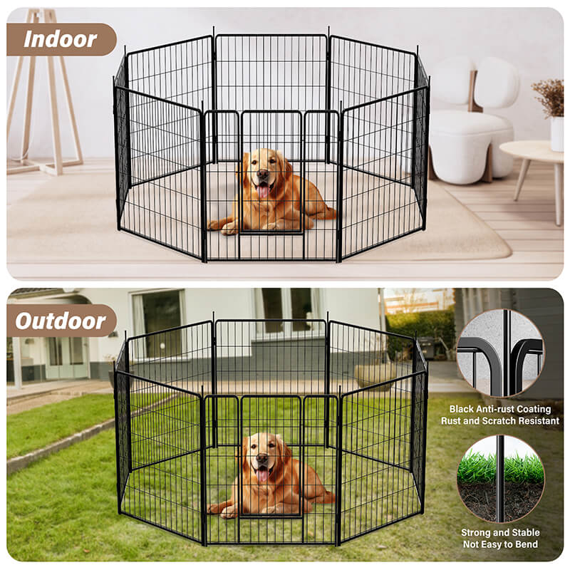 57.3" Large/Medium/Small Black Dog Playpen Designed for Camping - 8 Panels