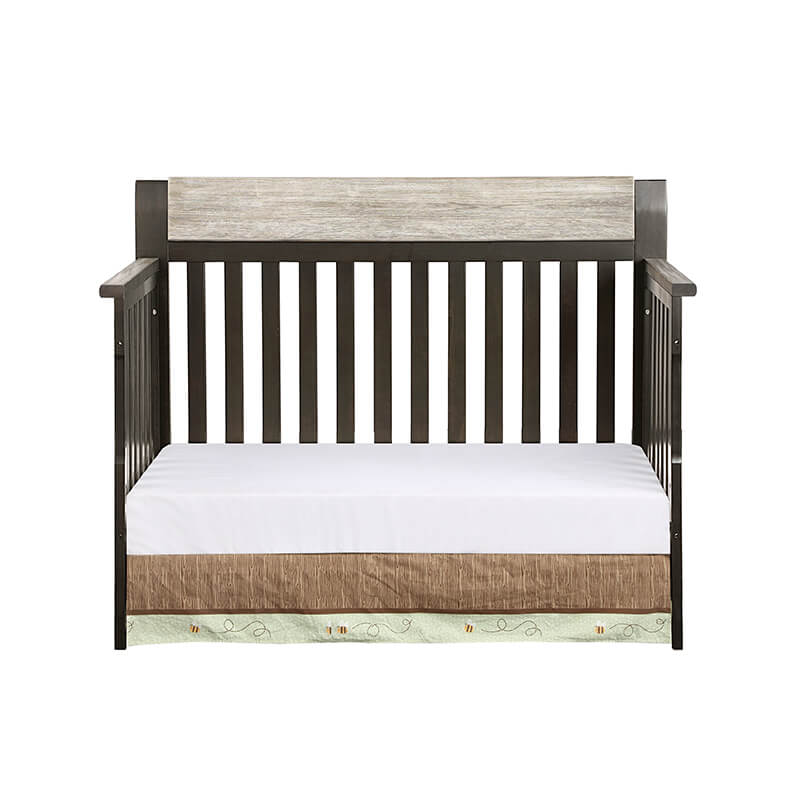 57" Coffee and Weathered Stone 4-in-1 Convertible Wood Crib