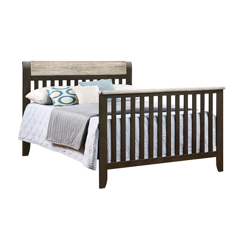 57" Coffee and Weathered Stone 4-in-1 Convertible Wood Crib