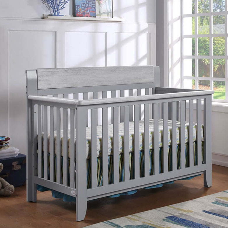 57" Hayes 4-in-1 Convertible Crib in Gray/Weathered Granite