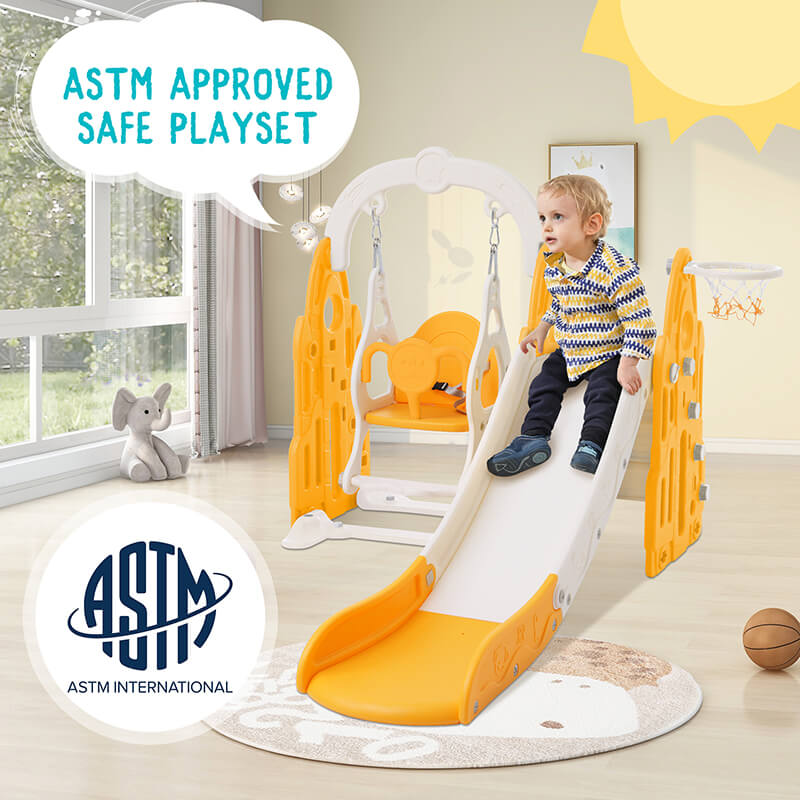 Rocket Themed 4-in-1 Toddler Slide and Swing Se