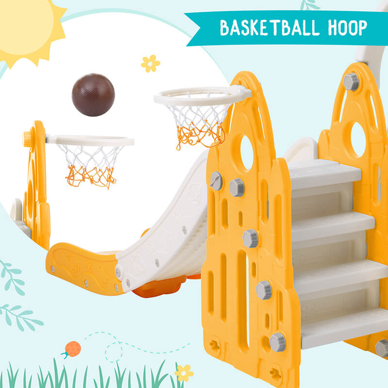  Kids Playground with Basketball Hoop and Safety Belt