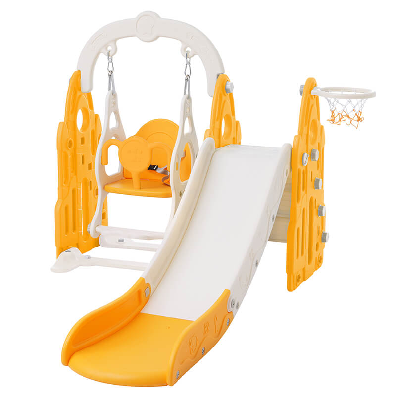 57" Rocket Themed 4-in-1 Toddler Slide and Swing Set,