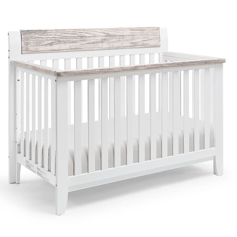 57" White and Natural 4-in-1 Convertible Wood Crib