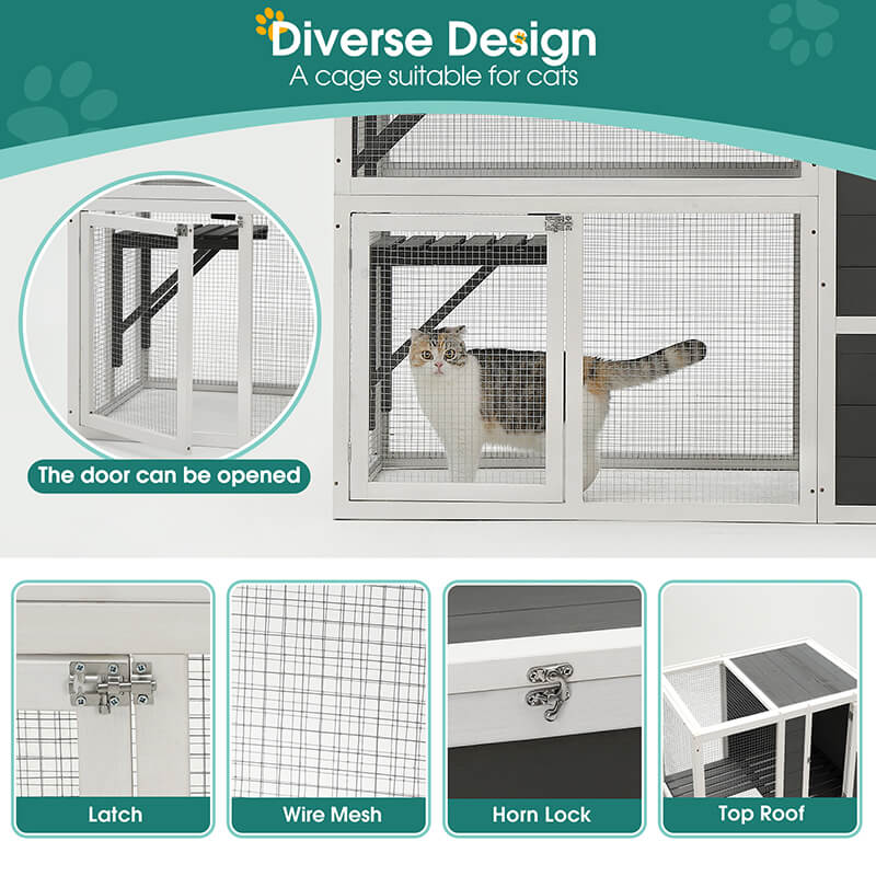 59 3-Tier Wooden Cat Enclosure Resting Box with Platforms and Jump Box 