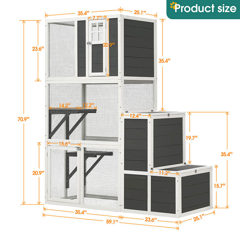 59 3-Tier Wooden Cat Enclosure Resting Box