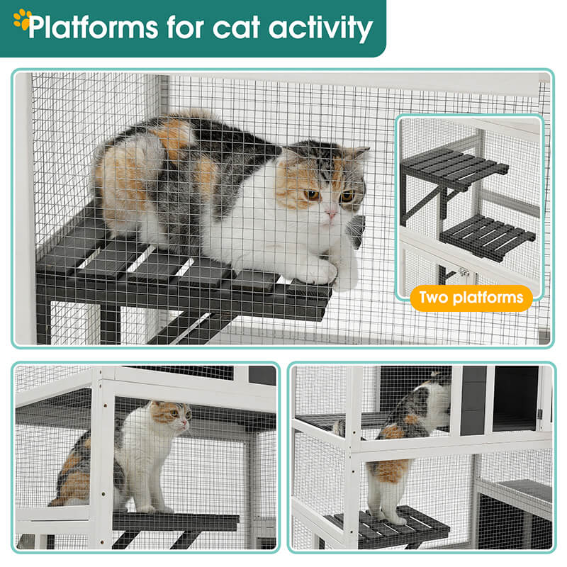 59 3-Tier Wooden Cat Enclosure Resting Box