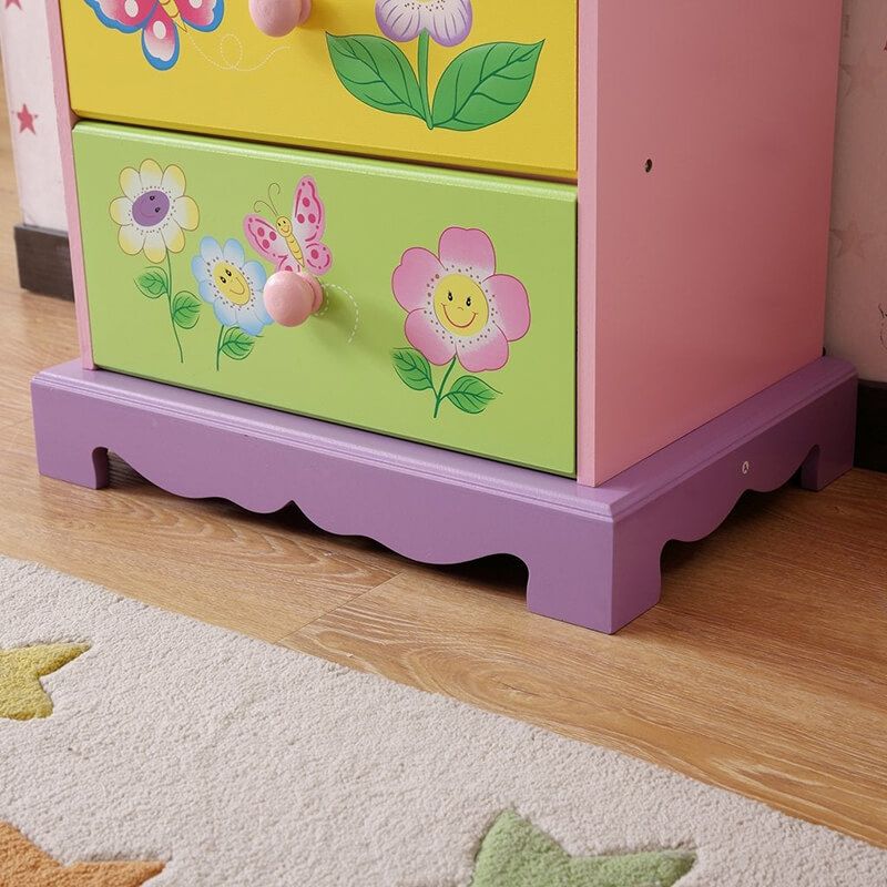 18.5" Pink Hand Painted Olivia The Fairy Kids 5 Drawers Dresser