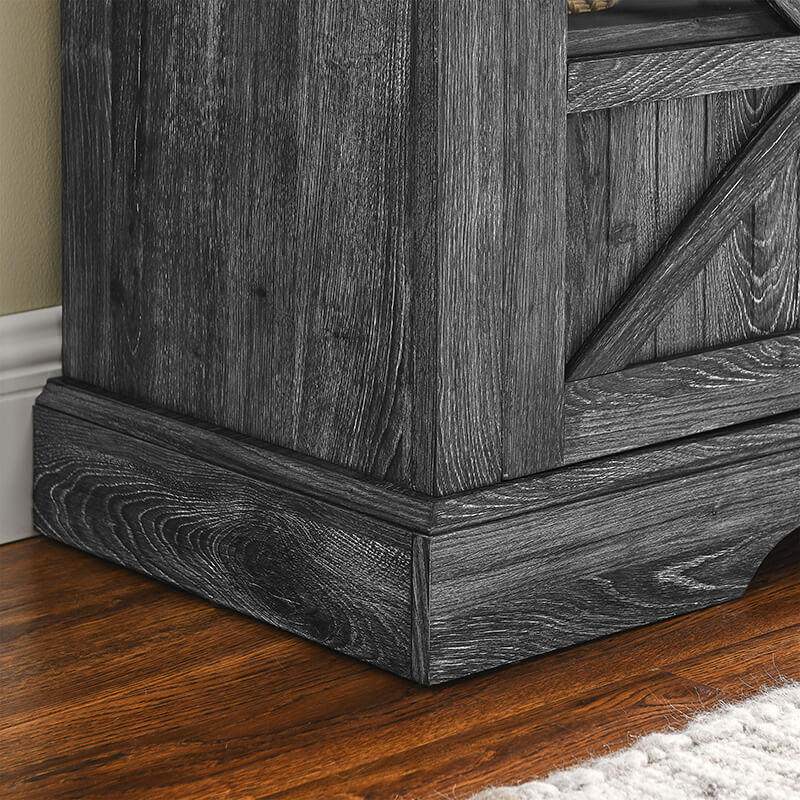 60 Inch Dark Oak Farmhouse Fireplace TV Stand