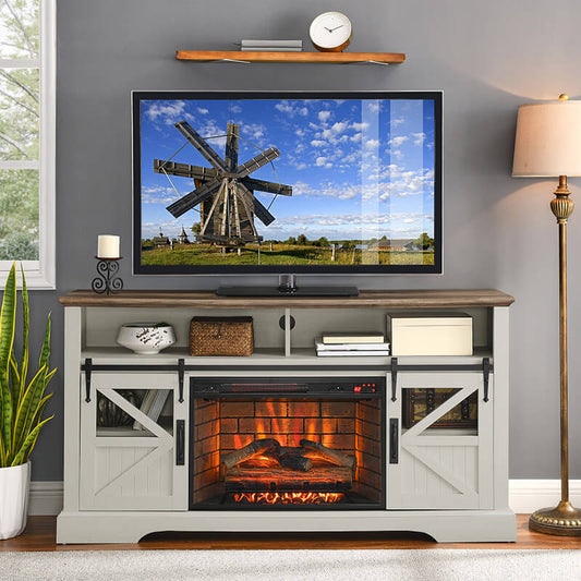 60 Inch Jasmine White Farmhouse Fireplace TV Stand