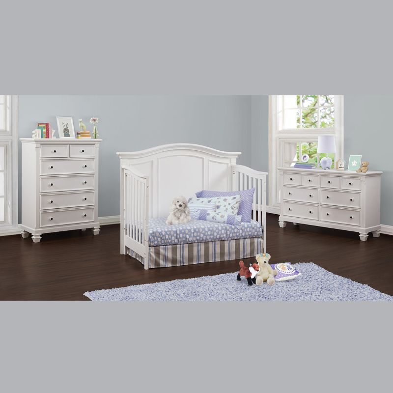 60" Pure White 4-in-1 Convertible Wood Crib