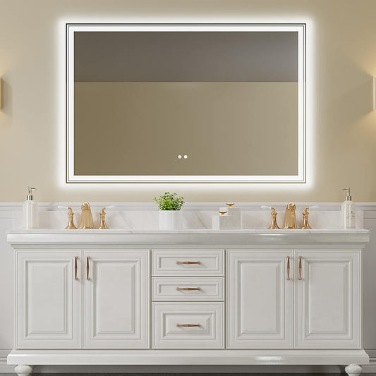 60" x 40" White LED Bathroom Mirror with Front and Back Light