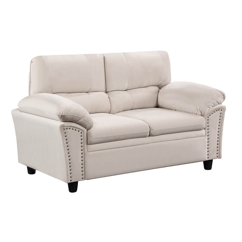 62.59" Two Seater Upholstered Beige Loveseat Sofa