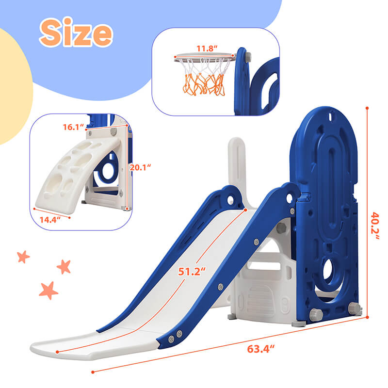 63" Blue Toddler Climber and Slide Playset