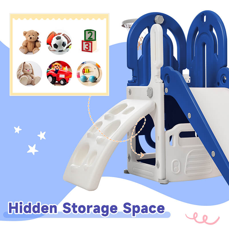 63" Blue Toddler Climber and Slide Playset