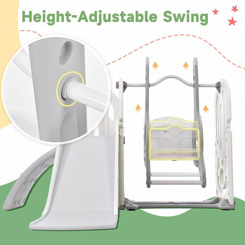 64" Gray Toddler Slide and Swing Playset