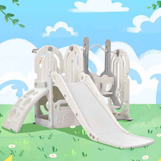 64" Gray Toddler Slide and Swing Playset