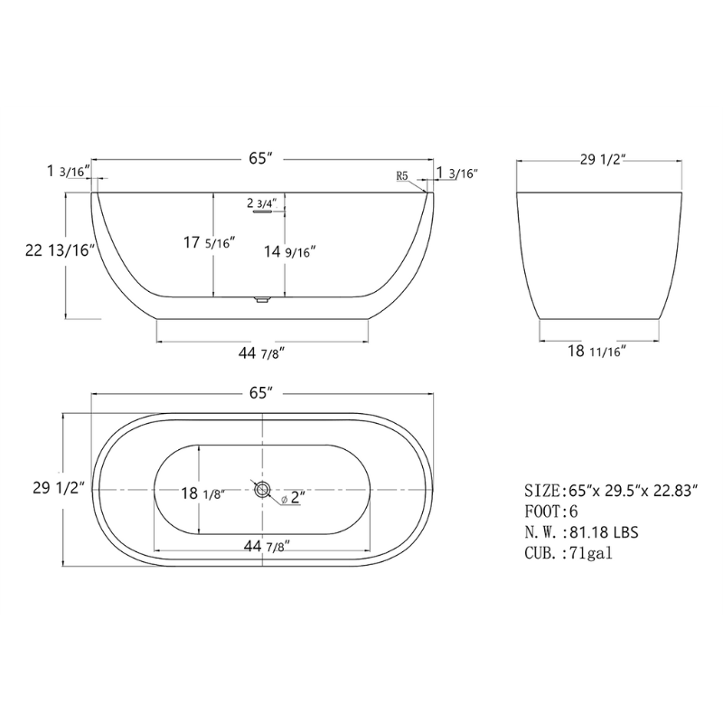 Freestanding Soaking Bathtub 