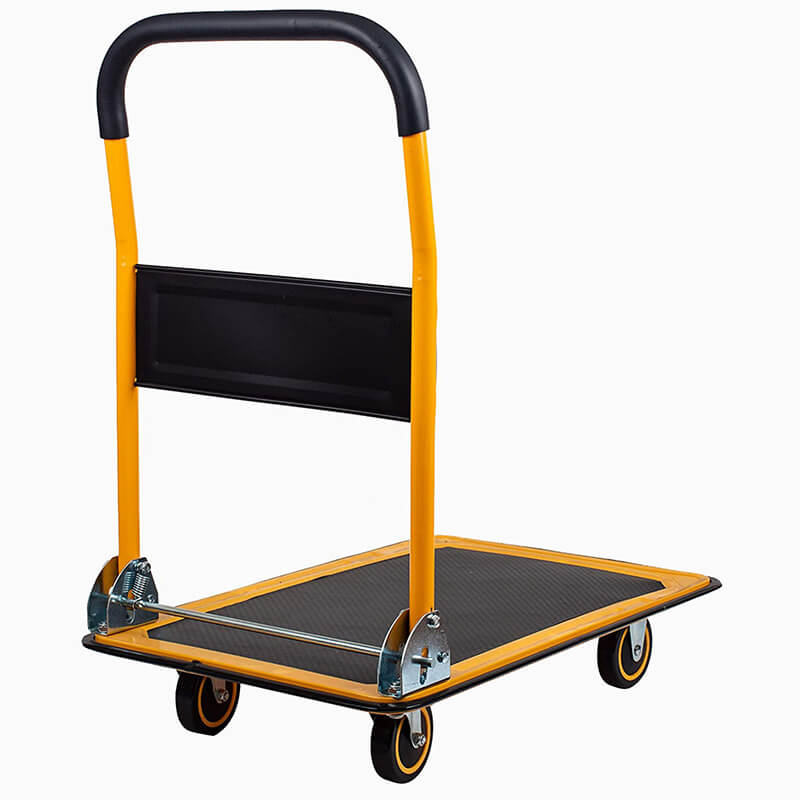 660lbs Capacity Yellow Dolly Folding Push Hand Flatbed Rolling Cart