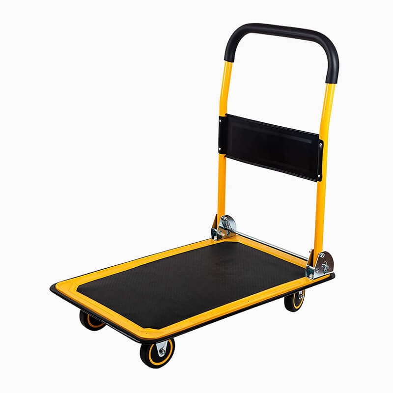 660lbs Capacity Yellow Dolly Folding Push Hand Flatbed Rolling Cart