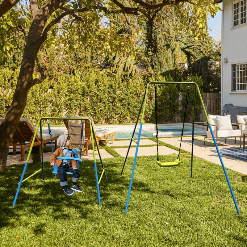 67" Green & Blue Interesting 2-in-1 Baby Swing