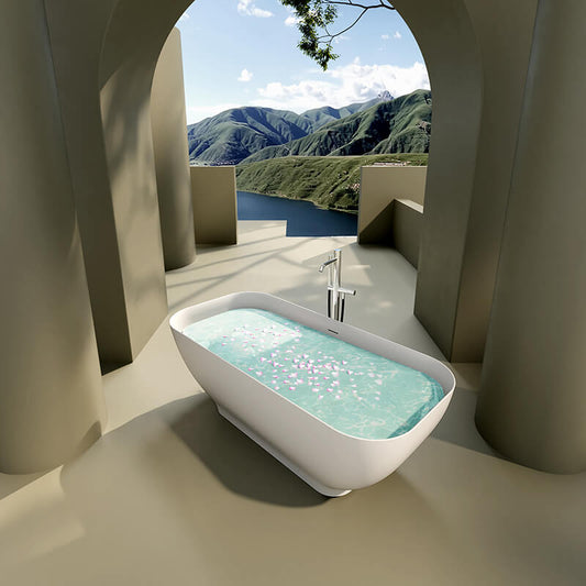 67'' Luxury Matte White Freestanding Soaking Bathtub