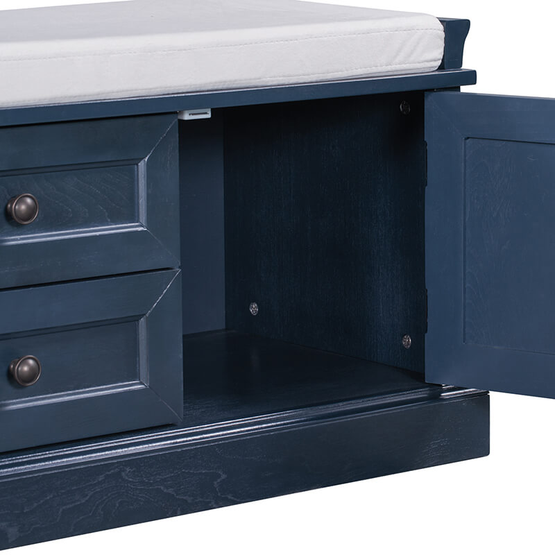 Navy Blue Cushion Shoe Storage Bench