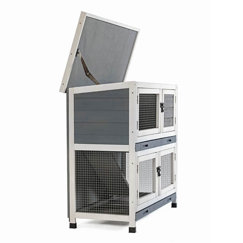 36" Cement Grey Two-layer Indoors And Outdoors Wooden Pet House